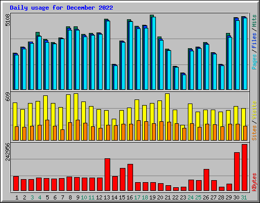 Daily usage for December 2022